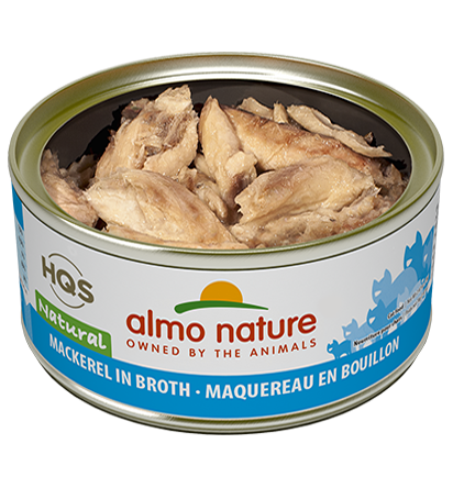 Almo Nature HQS Natural Mackerel in Broth Grain-Free Wet Cat Food Can