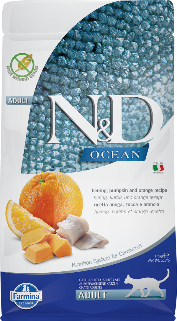 Farmina N&D Ocean Herring, Pumpkin & Orange Adult Dry Cat Food