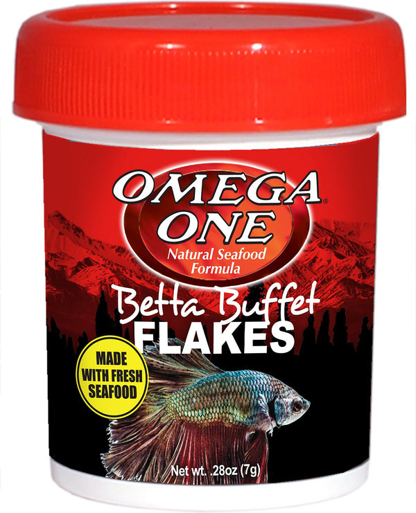 Nourriture pour poisson Omega One Betta Buffet Flakes, pot de 0,28 oz
