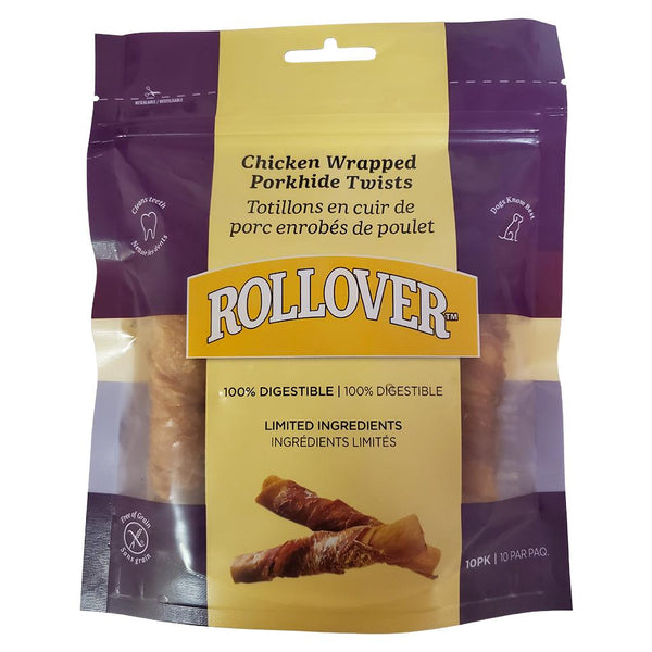 Rollover Premium Chicken Wrapped Porkhide Twists Dog Treats
