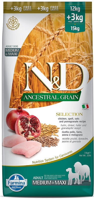 Farmina N&D Ancestral Grain Chicken & Pomegranate Selection Medium & Maxi Adult Dry Dog Food