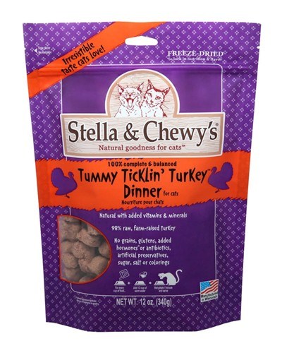 Stella & Chewy's Tummy Ticklin' Turkey Dinner Freeze-Dried Cat Food, 12-oz