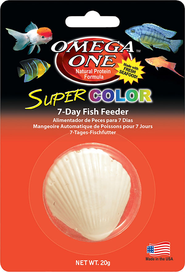 Omega One Bloc distributeur Super Color 7 jours pour vacances Nourriture pour poissons, 1 unité