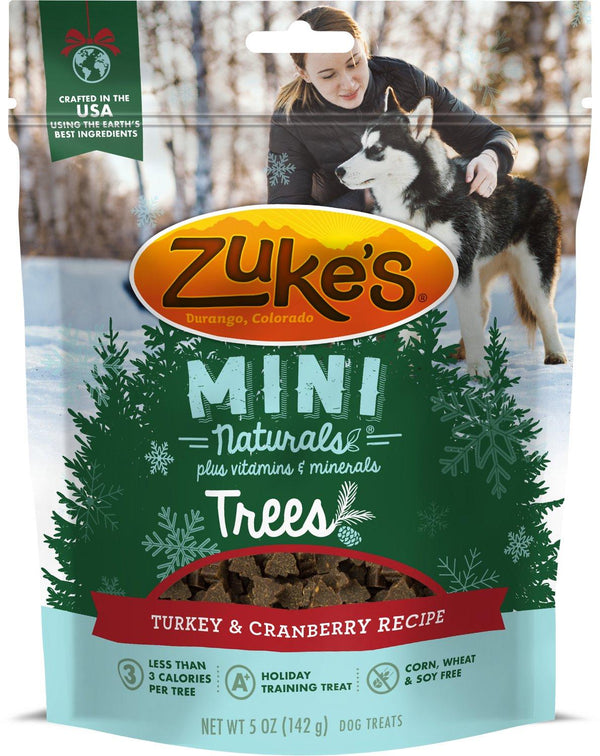 Zukes Mini Naturals Trees Turkey Cranberry Dog Treats