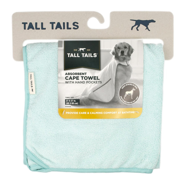 Tall Tails Absorbent Cape Towel with Hand Pockets for Dogs, Aqua