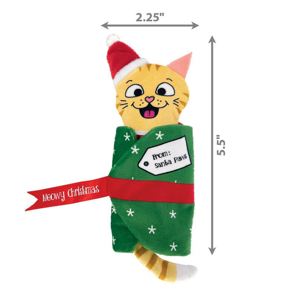 KONG Holiday Pull-A-Partz Present Cat Toy, Red/Green