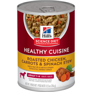 Hill's Science Diet Adult Healthy Cuisine Ragoût poulet rôti, carottes et épinards nourriture humide pour chiens