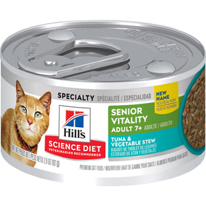 Hill's Science Diet Senior 7+ Nourriture humide senior vitalité ragoût thon et légumes pour chat