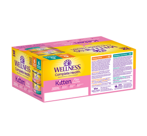 Wellness Complete Health Kitten Pâté Variété Pack Boîtes alimentaires humides pour chatons, 3-oz, pack de 12