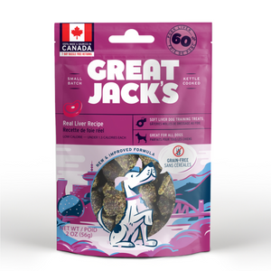 Gâteries pour chiens sans céréales Great Jack's Big Bitz au foie de porc