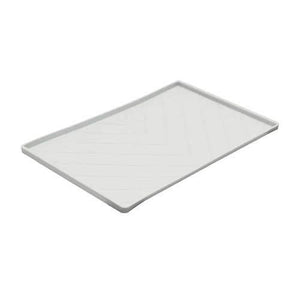Messy Mutts Silicone Non-Slip Bowl Mat with Raised Edge & Two Sides Reinforced with Metal Rods for Dogs, Light Grey