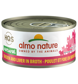 Almo Nature HQS Natural Chicken & Liver in Broth Grain-Free Wet Cat Food Can