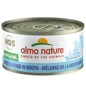 Almo Nature HQS Natural Mixed Seafood in Broth Grain-Free Wet Cat Food Can