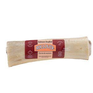Rollover Premium Salmon Stuffed Beef Bones Dog Treats, Large