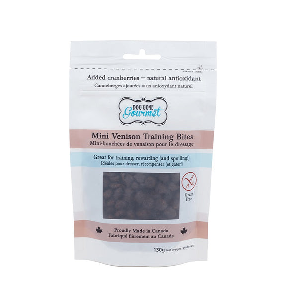 Rollover Premium Dog Gone Gourmet Grain-Free Mini Venizon Training Bites Dog Treats, 130-gram