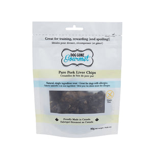Rollover Premium Dog Gone Gourmet Grain-Free Pure Pork Liver Chips Dog Treats, 90-gram