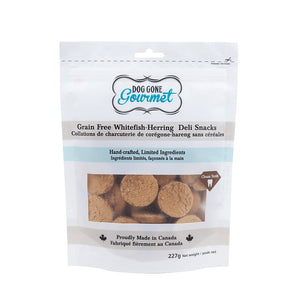 Rollover Premium Dog Gone Gourmet Grain-Free Whitefish Herring Deli Snacks Dog Treats, 227-gram