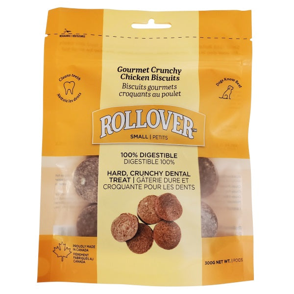 Rollover Premium Gourmet Crunchy Chicken Biscuits Dog Treats, Small