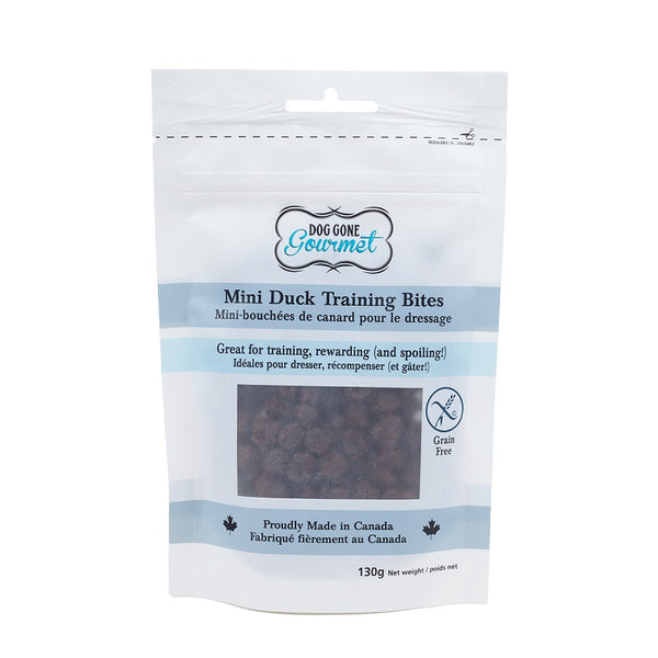 Rollover Premium Dog Gone Gourmet Grain-Free Mini Duck Training Bites Dog Treats, 130-gram
