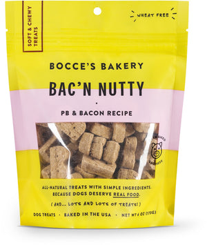Bocce's Bakery Friandises molles et moelleuses pour chiens au beurre de cacahuète et bacon Everyday Bac N' Nutty, 6 oz