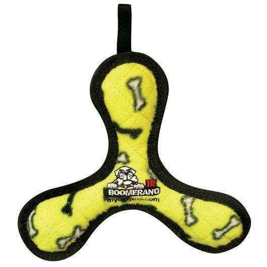 Tuffy Junior Bowmerang Dog Toy, Yellow Bones
