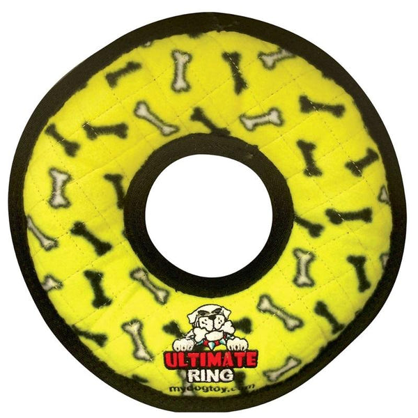 Tuffy Ultimate Ring Dog Toy, Yellow Bones