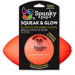 Spunky Pup Squeak & Glow Football Dog Toy
