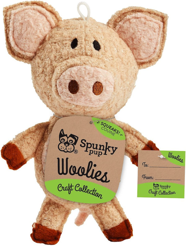 Spunky Pup Jouet cochon en laine Woolies pour chien