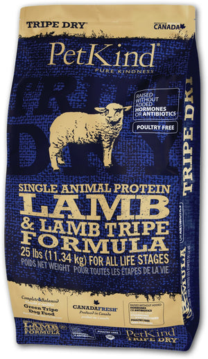 PetKind Single Animal Protein Lamb & Lamb Tripe Formula Dry Dog Food, 25-lb|11.3-Kg