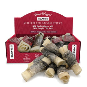Icelandic+ Beef Rolled Collagen Stick with Cod Skin Dog Treat, 4-in