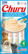INABA Churu Puree Tuna with Scallop Grain-Free Cat Treat, 0.5-oz, 4-pack