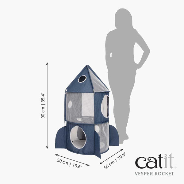 Catit Vesper Rocket Ship Hideout Cat Toy, Blue
