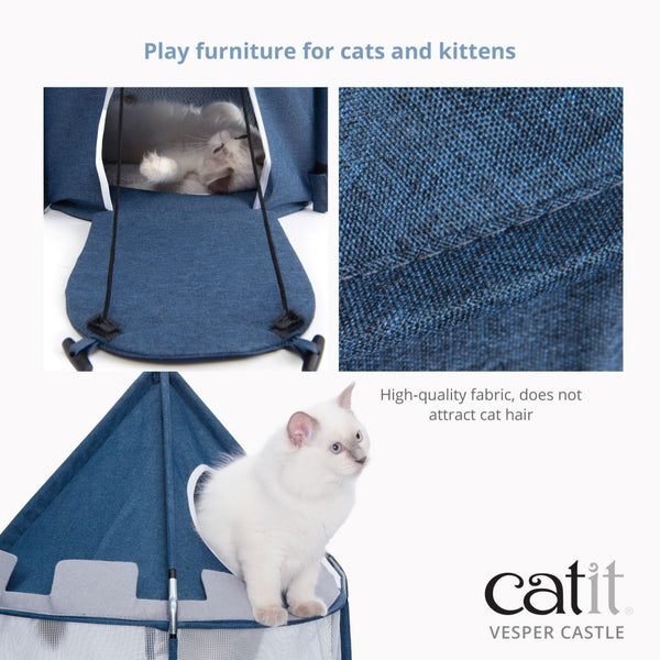 Catit Vesper Mobilier doux pour chat, Château, Bleu