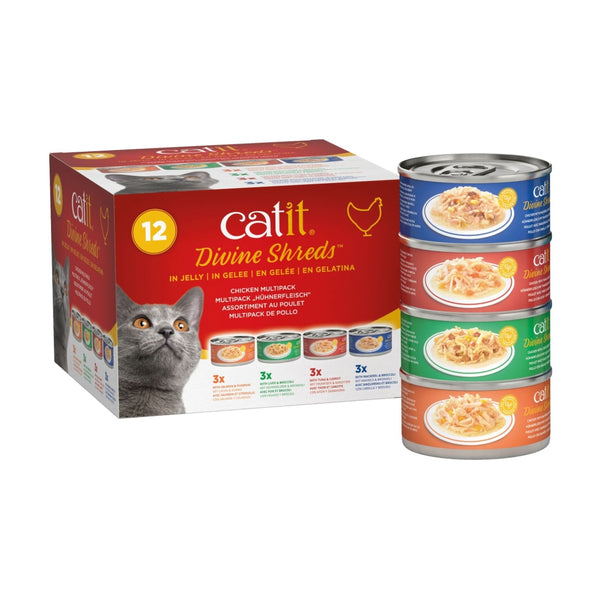 Catit Divine Shreds en gelée, multipack au poulet
