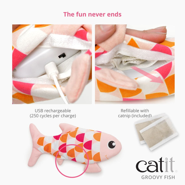 Catit Groovy Fish Interactive Cat Toy, Blue