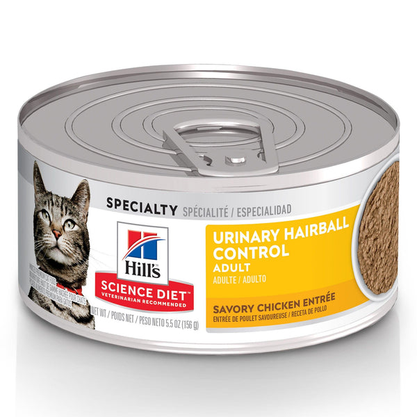 Hill's Science Diet Contrôle des boules de poils urinaires pour adultes Entrée au poulet Nourriture humide pour chats