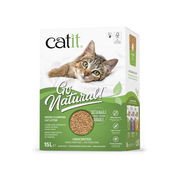 Litière agglomérante sans parfum Catit Go Natural Bois, 16.5 lb