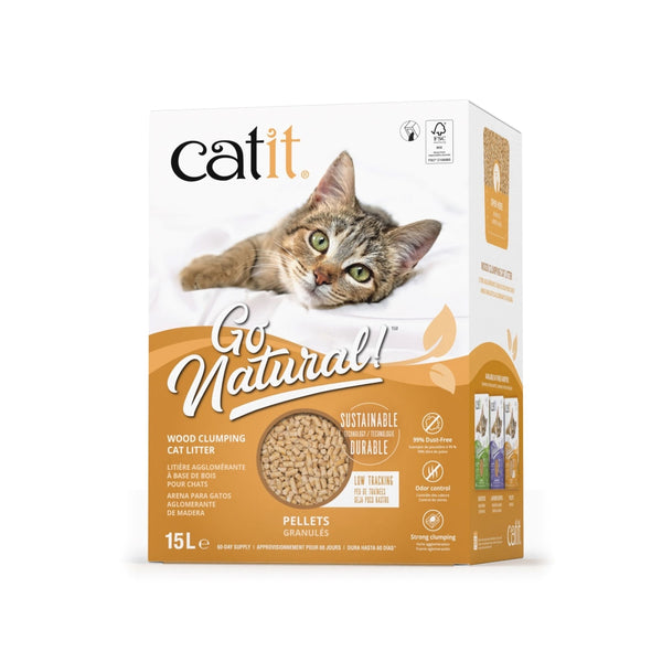Litière agglomérante Catit Go Natural Bois, Granulés, 16.5 lb