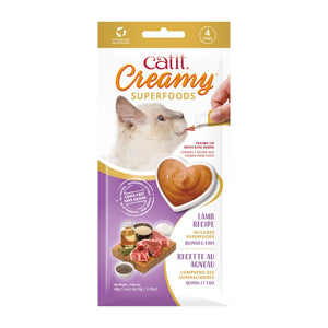 Catit Creamy Superfood Lickable Cat Treat, Lamb with Quinoa & Chia, 4-Pack