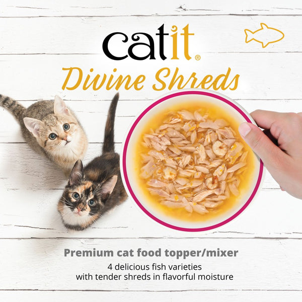 Catit Divine Shreds Tuna with Seabream & Wakame Cat Food Topper, 2.65-oz