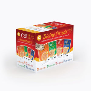 Catit Divine Shreds Chicken Multipack Cat Food Topper, 2.65-oz, 12-pack