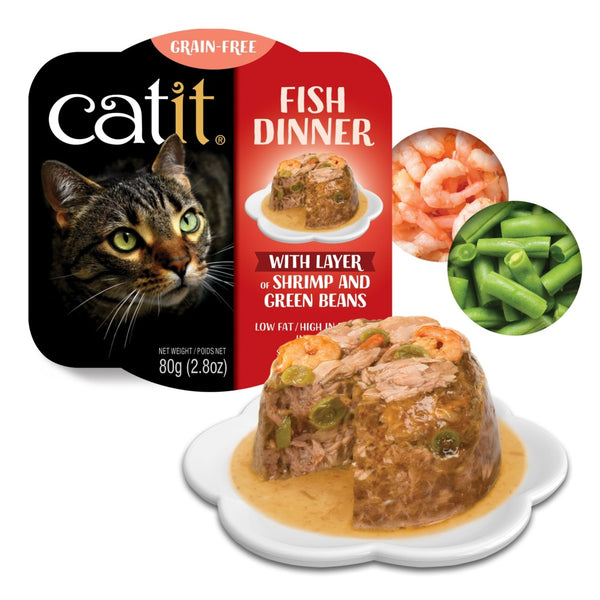 Catit Dinner, Fish with Shrimp & Green Beans Wet Cat Food
