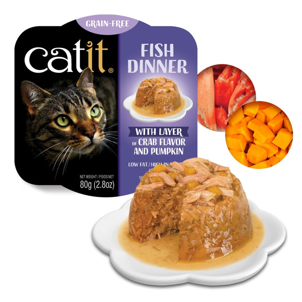 Catit Dinner, Fish with Crab Flavor & Pumpkin Wet Cat Food
