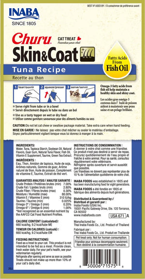 INABA Churu Skin & Coat Tuna Grain-Free Cat Treats