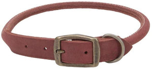 Circle T Rustic Leather Round Dog Collar, Brick Red