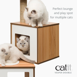 Catit Vesper Cat Tree, Double Base, Walnut