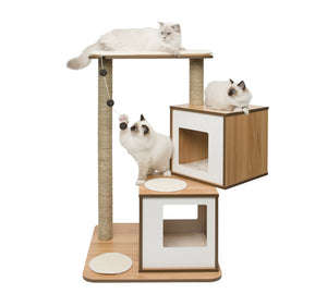Catit Vesper Cat Tree, Double Base, Walnut