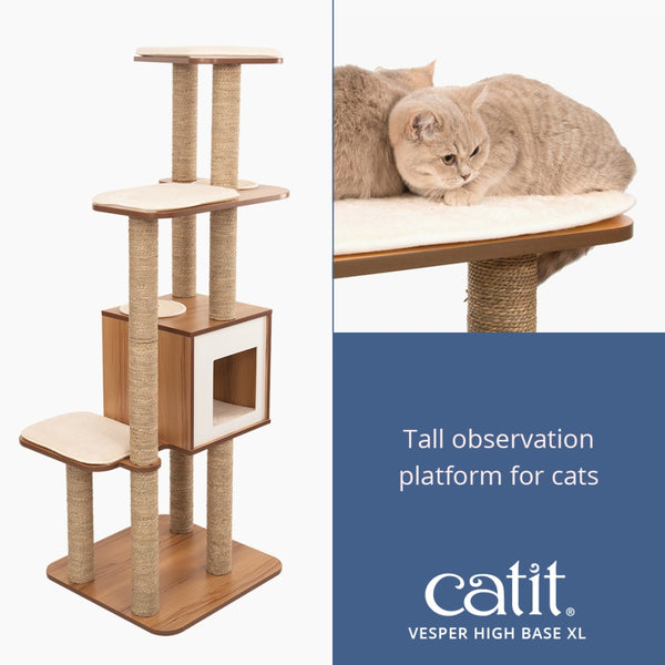 Catit Vesper Cat Tree, High Base XL, Walnut
