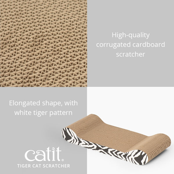 Catit Style Lounge Scratcher with Catnip, White Tiger