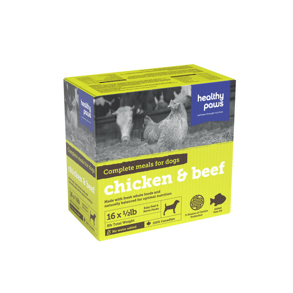 Healthy Paws Pack Varié Bœuf & Poulet Nourriture crue congelée pour chiens